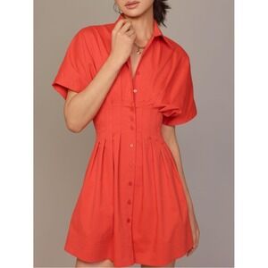 Anthropologie Exquise The Tobie Button Front Pleated Shirt Dress Mini Edition 3X